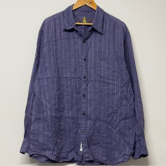 Tommy Bahama Blue Linen Long Sleeve Button Down Shirt - Picture 1 of 5
